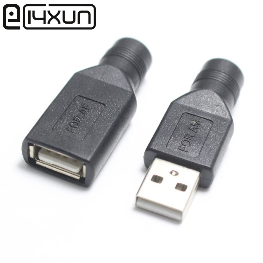EClyxun 2 stuks DC 5.5*2.1mm vrouwelijke jack naar USB 2.0 Vrouwelijke Mannelijke jack 5V DC Power stekkers Connector Adapter Laptop PC