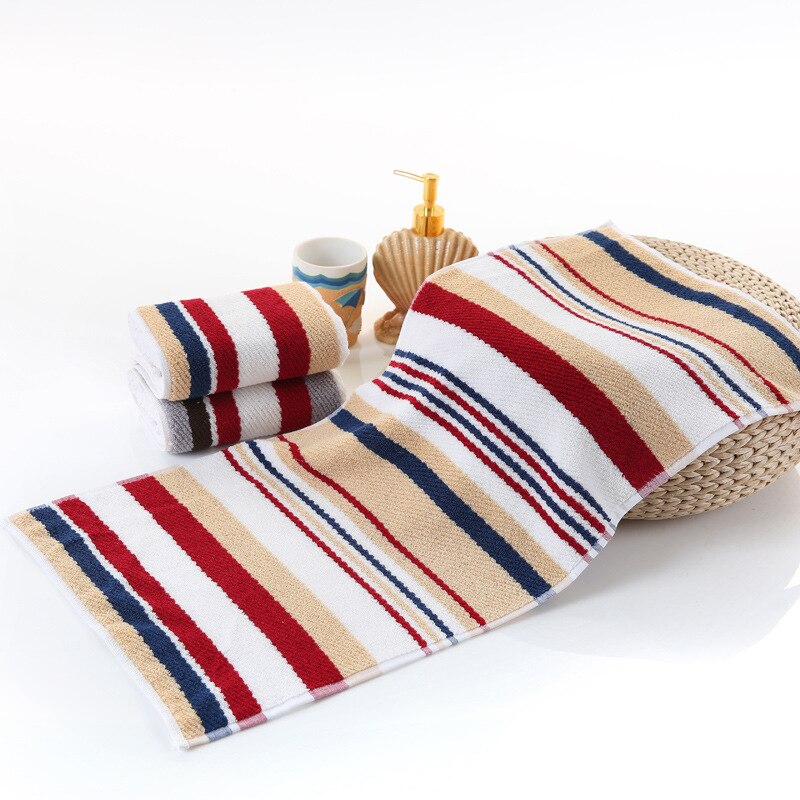 Color stripe Face Towel 100% Cotton 34 * 74cm Soft Towel Terry Absorbent washcloths Home Kitchen Tea Towels 2pcs