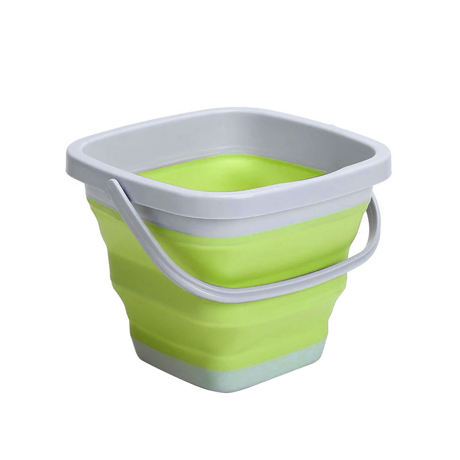 Fishing Car Washing Folding Bucket Portable Space Saving Water Container Picnic With Handle Cleaning Outdoor Survival Gardening: Green 5L
