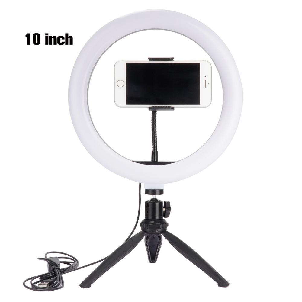 Fotopal 6/10 inch Dimmable Cold Warm 3 Colors LED Studio Camera Ring Light Makeup Lamp Photo Phone Video Light Lamp With Tripods: 10 tripod