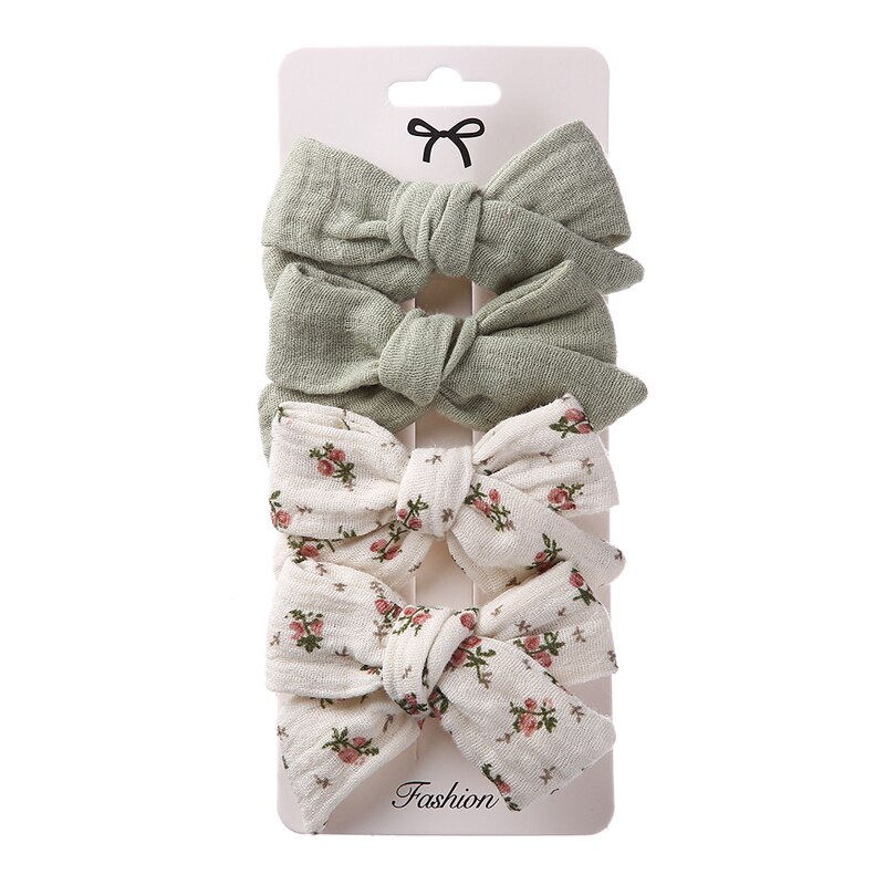 Pinzas para el pelo para niña, ganchos de algodón para bebé, accesorios bohemios, horquilla bonita para niña, 4 unids/set por juego