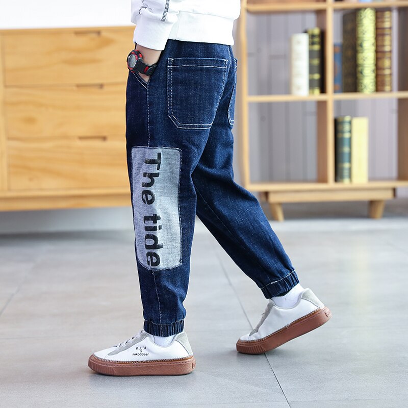 Ienens børn jeans børn denim tøj løse bukser tøj pasform 4-13 år elastiske talje bukser børn dreng bukser bukser