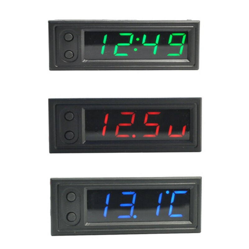 Dc 5-27V Auto Voltmeter Outdoor 3in1 Indoor Led Digitale Display Pp 12V Thermometer