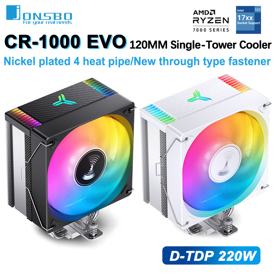JONSBO CR-1000 EVO tour refroidisseur de processeur nickelé 4 caloducs 5V 3PIN ARGB ventilateur radiateur refroidi par Air pour LGA1700 115X 1200 AM4 AM5
