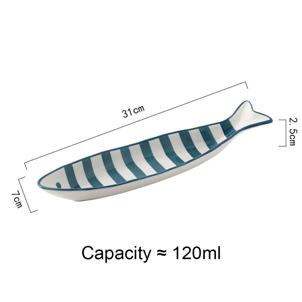 Irregular Fish Shape Ceramic Plate Rectangle Solid Glaze Steaming Fish Tray Porcelain Dinner Plate Household Dish