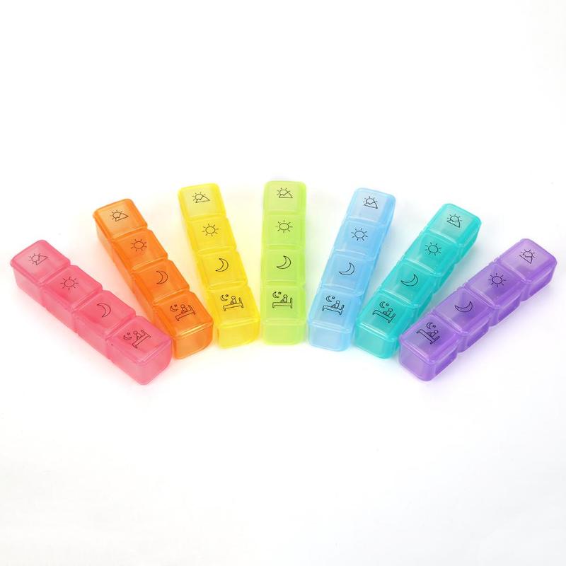 Mini Pillendoosje Organizer Tablet Houder 28 Grid 7 Dagen Wekelijkse Pillendoosje Geneeskunde Opbergdoos Dispenser Pillendoosje Splitter