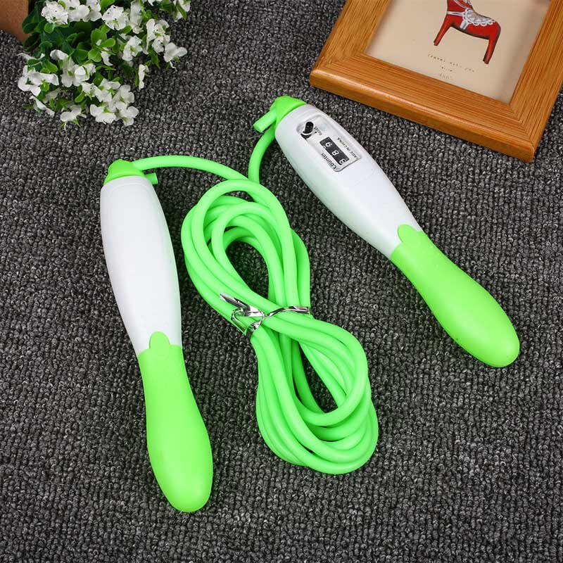 Jump Rope With Counter Sport Fitness Equipment Fast Speed Counting Adjustable Jumping Skipping Ropes SUB: green