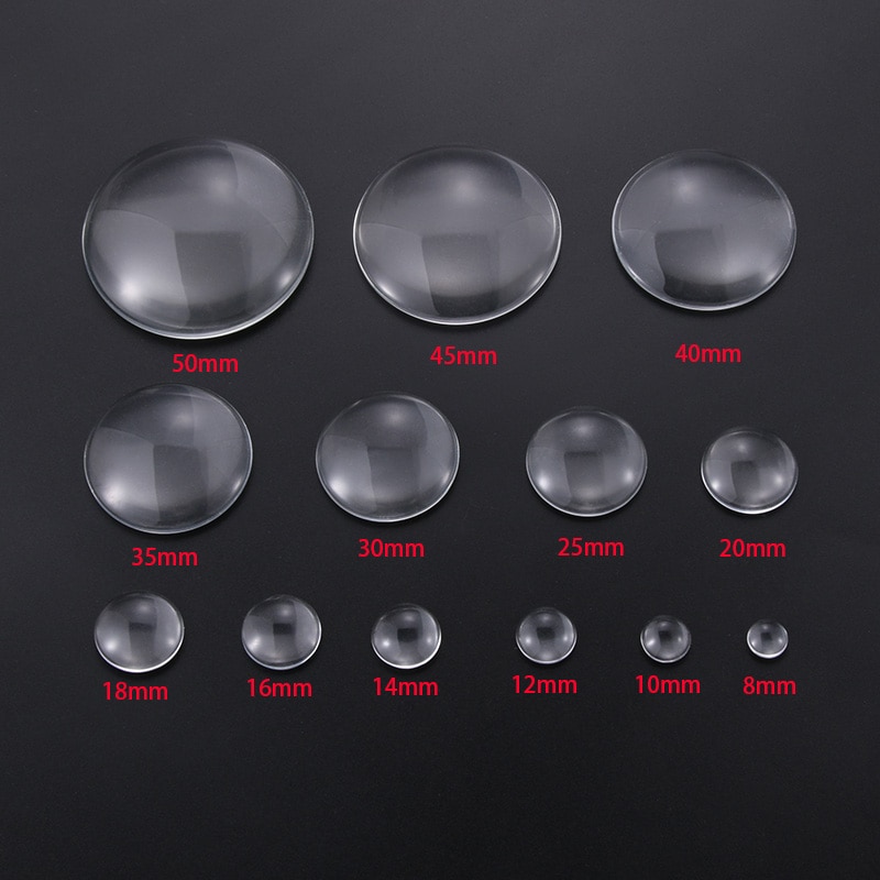 8/10/12/14/16/18/20/25/30/35/40/45/50 Round Flat Back Clear Glass Cabochon, , Cabochon Cameo For Diy Jewelry Making