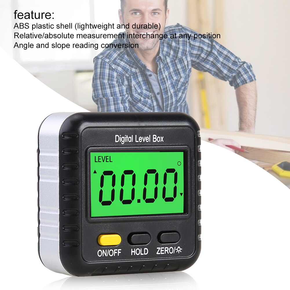 Medidor magnético digital de nível, 360 graus de inclinômetro, medição de ângulo, base transferidora, pequeno transferidor eletrônico