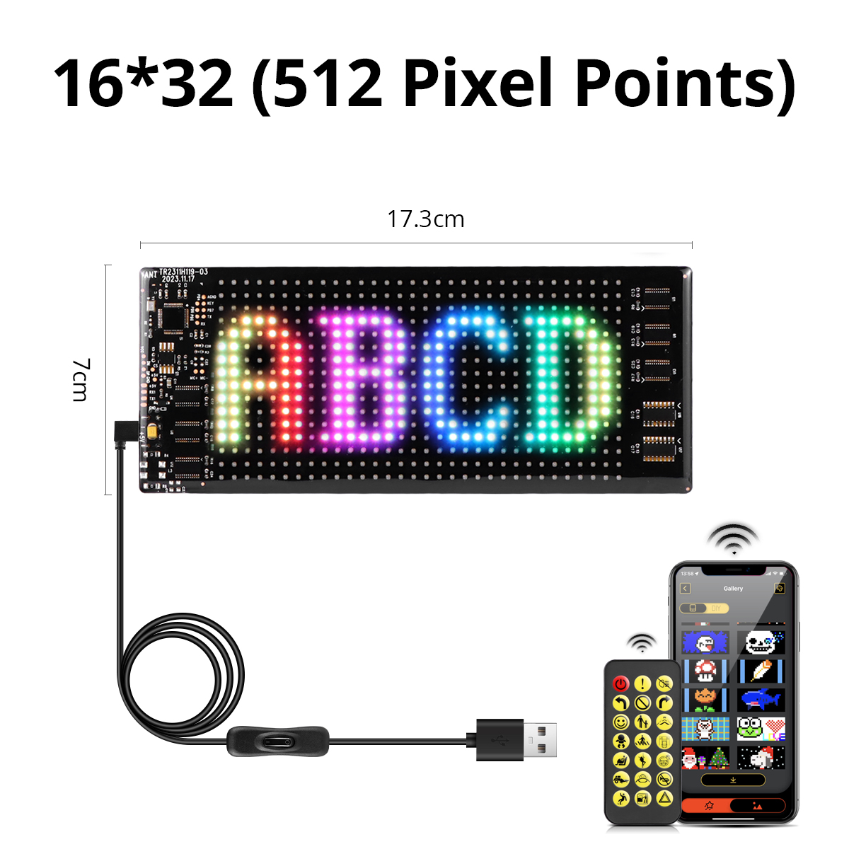 Reklameskærm led-modul skærmkort gør-det-selv programmerbar rullebesked til led-bildisplay bilbagrude café bar butik: Hvid