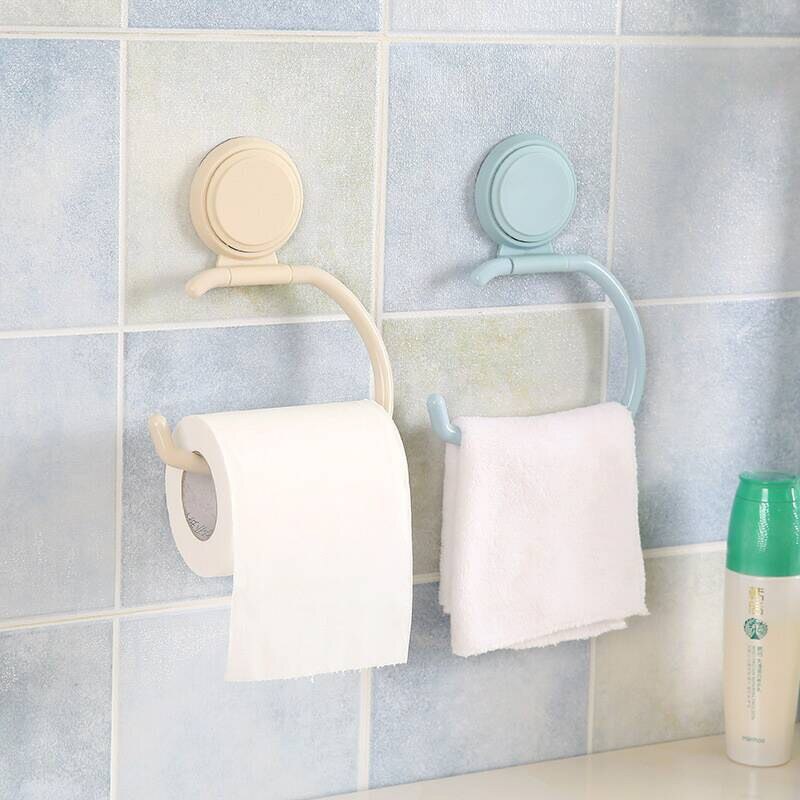 Toiletpapierhouders voor in de badkamer, hangende houder, organizer, handdoekhouder, opbergplank voor badpapier, zuignap, wandmontage