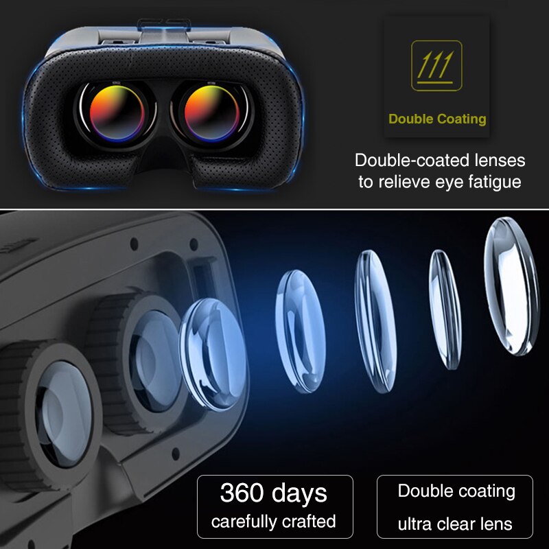 Original 3d virtual reality vr -glasögon stödjer 0-600 myopi kikare 3d glasögon headset vr för 4-7 tums ios android smartphone