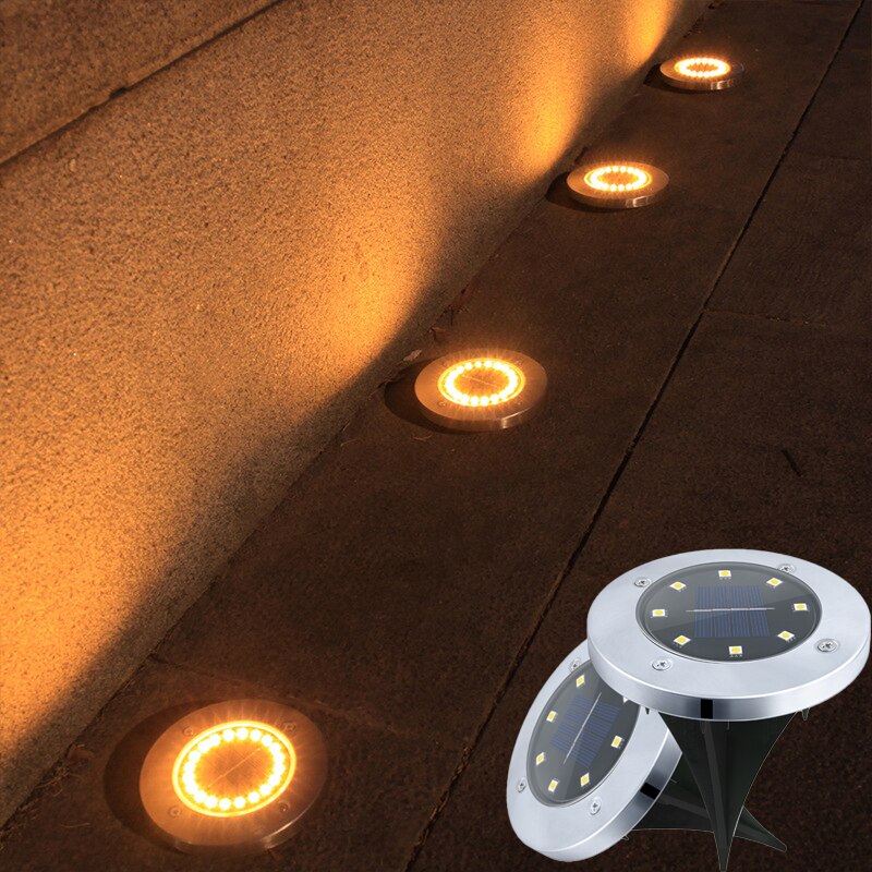 4PCS LEDNew Intelligent Light Sensing Switch Solar Stainless Steel Outdoor Waterproof Lawn Garden Floor Lamp Christma Decoration