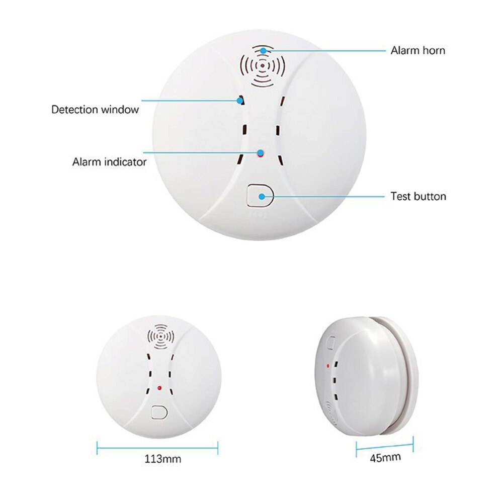 Independent Smoke Detector Standalone Photoelectric Smoke Alarm High Sensitive Alarm System Fire Protection Sensor