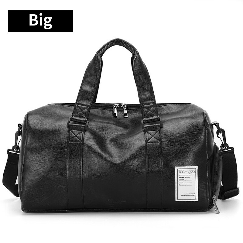 Borse da viaggio in pelle PU Unisex borsone uomo donna borsa da palestra borse sportive per allenamento borsa a tracolla per bagagli nero XA105M: Black L