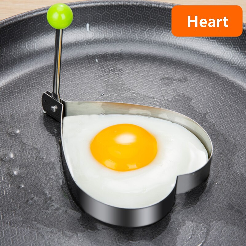 5 stil omelet form pandekage form rustfrit stål stegt æg shaper stegeæg madlavningsværktøj køkken tilbehør gadget q.: Hjerte