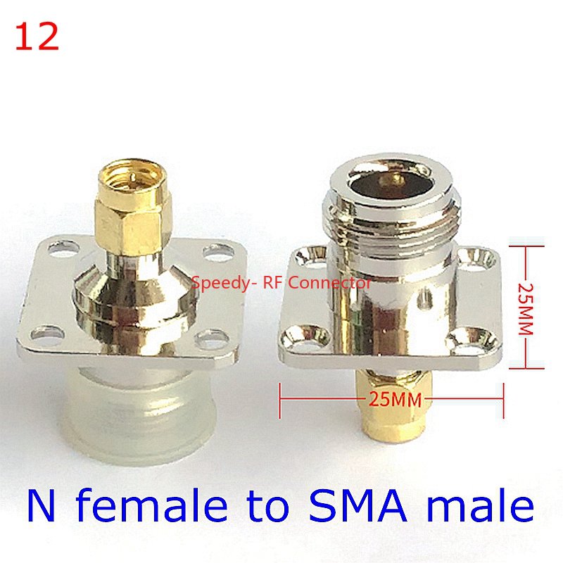 Conector recto de brida de 4 orificios L16 N a SMA macho hembra L16 tipo N a brida RPSMA mamparo con tuerca de junta tórica adaptador a prueba de agua: Azul