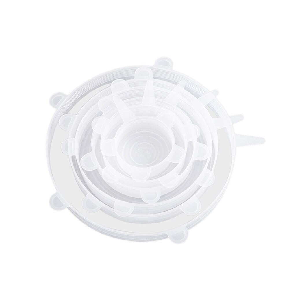 6 stuks siliconen rekdeksels universele deksel siliconen kom pot deksel siliconen deksel pan koken voedsel verse kom deksel