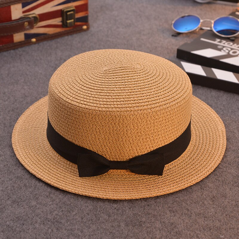 Sonnenhut freundlicher Hütte Sommer Kappe Stroh Hütte Frauen Sommer Mini Krempe Diskette Fedora Strand Kappe: S / verrotten