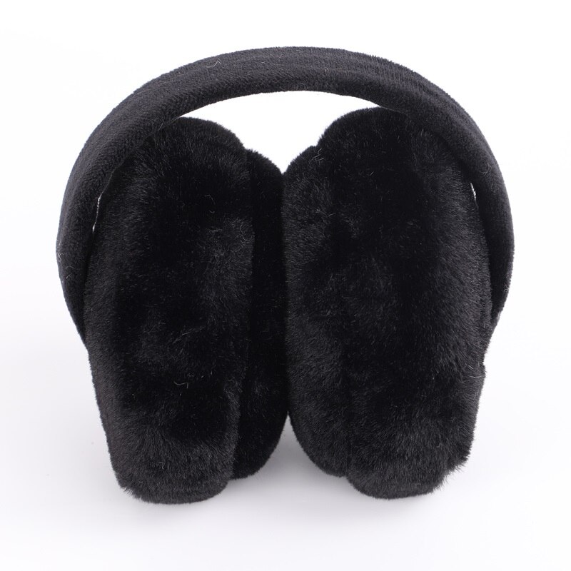 Adult Winter Solid Color Earmuffs Men Women Lovers Ear Warmer Plush Plain Teenage Student Mother Girl Ear Muffs Cute: Black