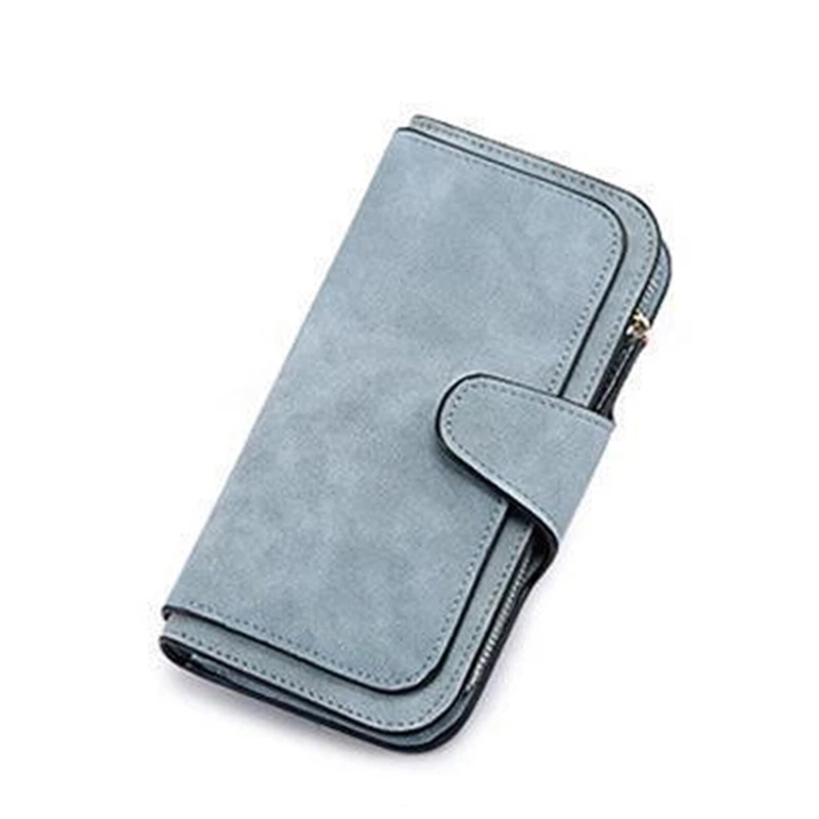 Portfel damski torebka o dużej pojemności długi tri-zginać multi-kieszeń damski wielofunkcyjny portfel robić przechowywania KQS8: Niebieski