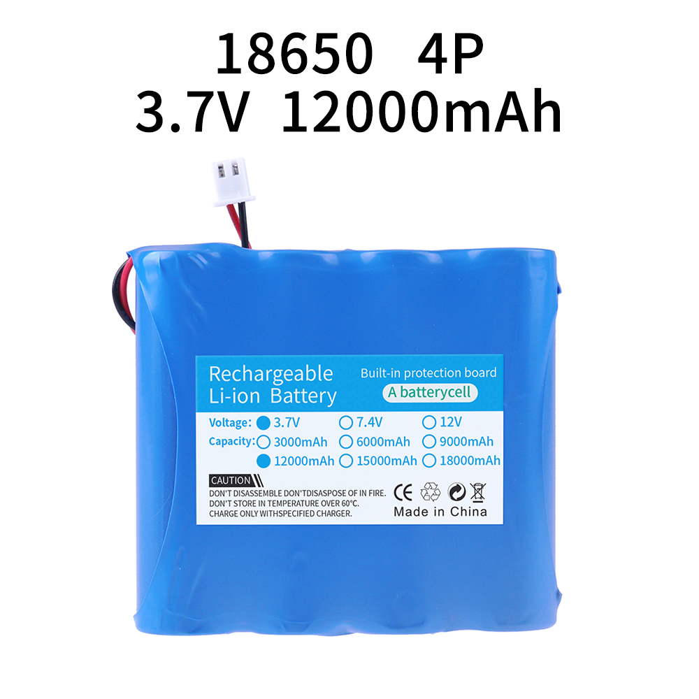 Lithium Batterij 3.7V 18650 Met XH2.54-2P Stekker 6000/9000/12000Mah Oplaadbare Batterij Voor Vissen Led Licht Bluetooth Speaker: Donker Kaki