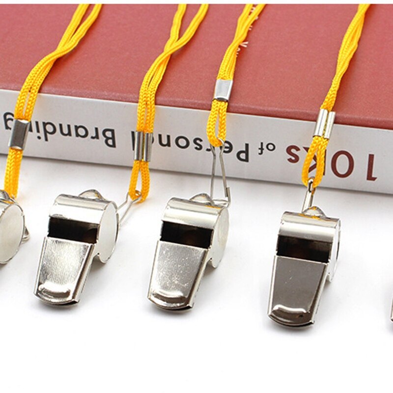 1PC Stainless steel Referee Lanyard Whistle for Training Emergency Survival Coaches Referee Sport Outdoor Survival Whistle