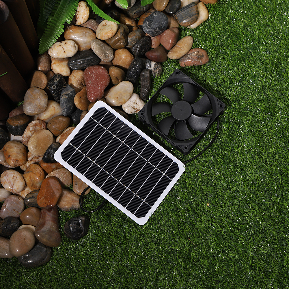 6W 5V Solar Exhaust Fan Air Extractor Mini Ventilator Solar Panel Powered Fan for Dog Chicken House Greenhouse RV Air Flow Fan