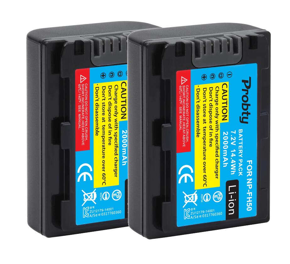 Para sony NP-FH50 NP FH50 de batería de la Cámara LCD + cargador para Sony A230 A330 A290 A380 A390 HDR-TG1E TG3 TG5 TG7 DSC-HX1 DSC-HX200: 2 Pcs Battery