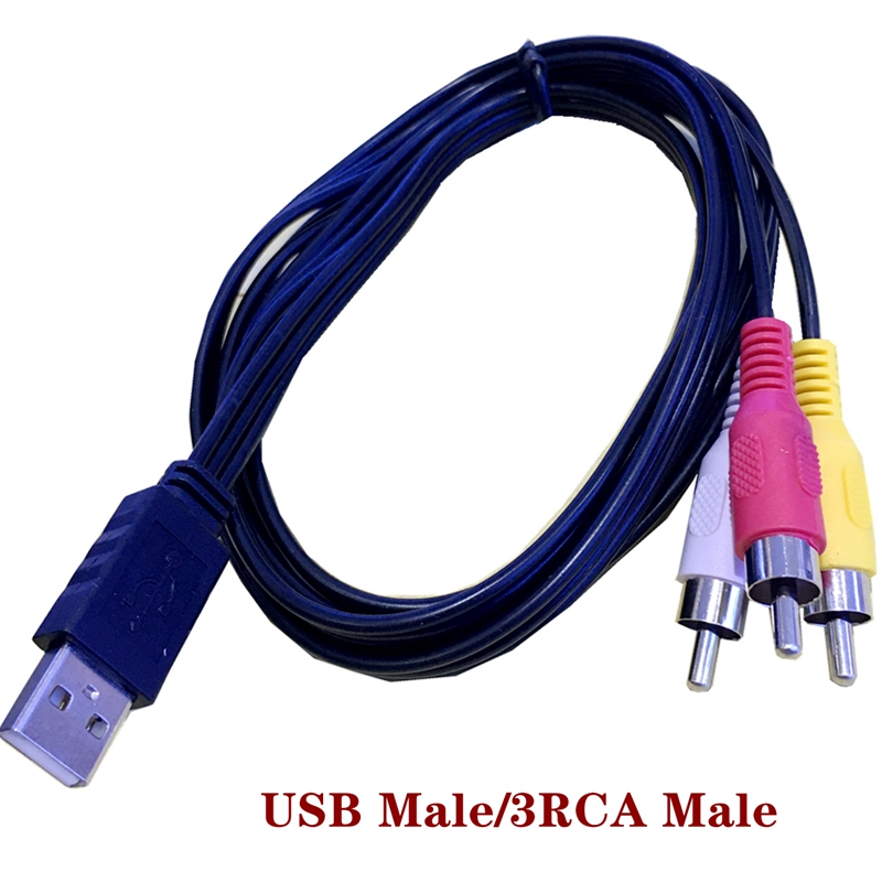 1.5m USB prise mâle vers 3 RCA femelle adaptateur convertisseur Audio vidéo AV A/V câble USB vers RCA câble pour HDMI TV câble de télévision: Orange / 1.5M