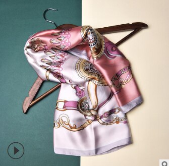 90*90cm top silke superior kæde tørklæder kvinder foulard firkantet hijab tørklæde dame sjal wrap lydpotte pareo kvinde hijab: 2