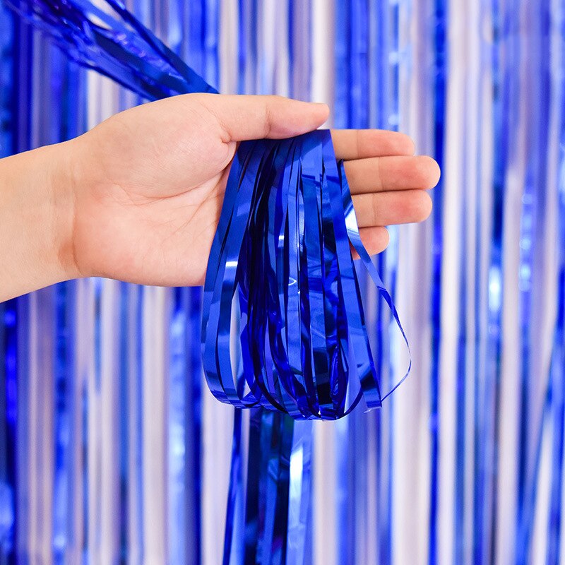 Kwastje Rainsilk Gordijn Wwedding Verjaardagsfeestje Baby Shower Achtergrond Muur 1 Jaar Oude Ballon Kleur Gestreepte Decoratie Benodigdheden: blue