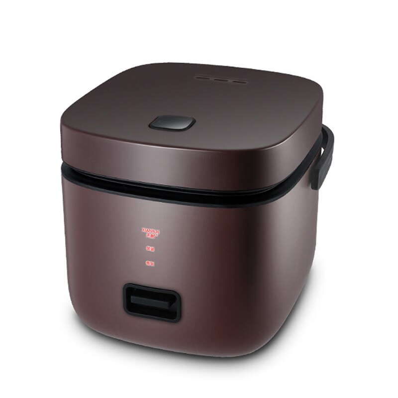 220V 1.2L Cute Mini Rice Cooker Small 1-2 Person Rice Cooker Household Single Kitchen Small Household Appliances WIth Handle: Brown / CN Plug