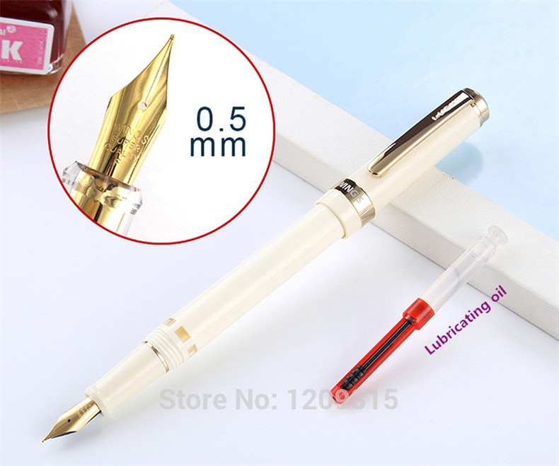 Luxury Wingsung 698 Soft Gold Nib Black Piston Fountain Pen Unique Writing Ink Pens for Christmas Office School Supplier