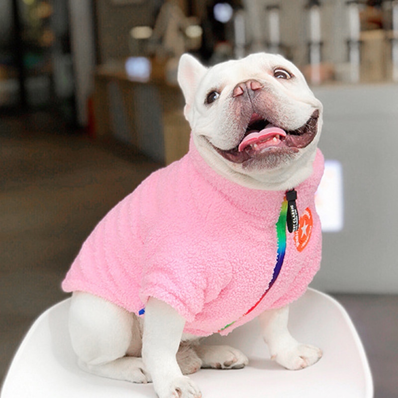 Pug francés ropa para Bulldog perro chaqueta de abrigo de lana de perro mascota ropa de perros abrigados en invierno mascotas ropa para perros con capucha ropa para mascotas