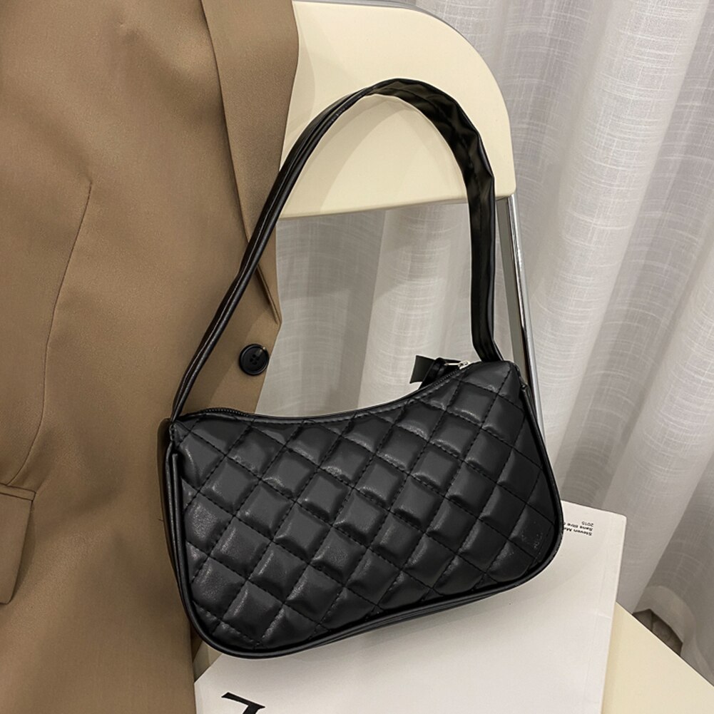 Einfach Umhängetaschen Unterarm Schulter Umhängetasche PU Leder Weiche Taschen Dame Kette Reise Kleine Handtaschen für Frauen: schwarz