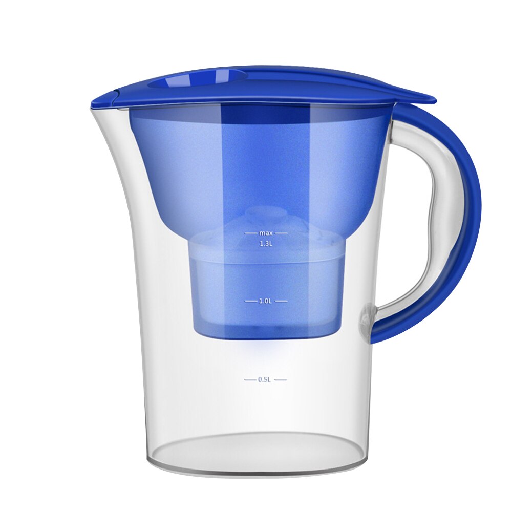 Aktivt kol nät vattenkokare vattenfilter renare kanna 2.5l brita vattenfilter vatten lonizer alkalisk filtrerad gryta kök: Blå