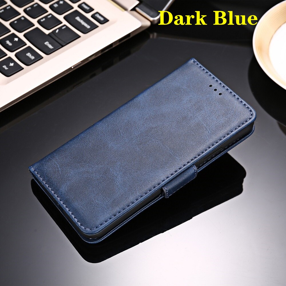 Stand Zakelijke Telefoon Holster Voor Vivo Y31 Case Wallet Vivo Y31 Cover Voor Coque Vivo Y31 6.58 &quot;Leather &amp; Silicone: Dark Blue