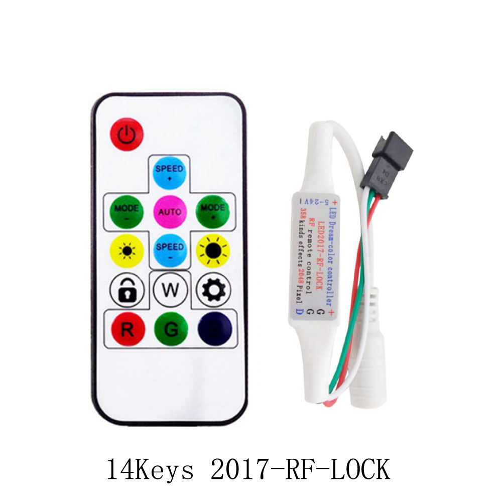WS2812B WS2811 Led Pixels Strip Controller 3Keys RF 14/17/21Keys USB/DC Led Light Tape Remote Controller DC5-24V: Blue