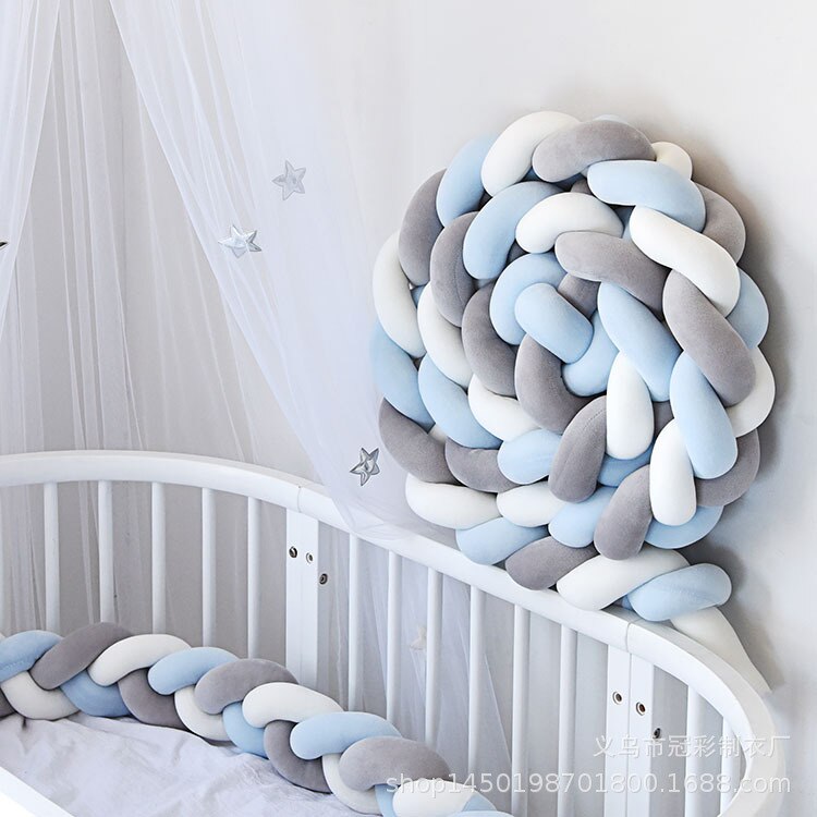 3M Länge Kleinkind Bett gewebte Anti-Kollision Streifen nordisch Stil Baumwolle Mehrfarbig Baby Bett Sicherheit Leitplanke Für freundlicher der: 3
