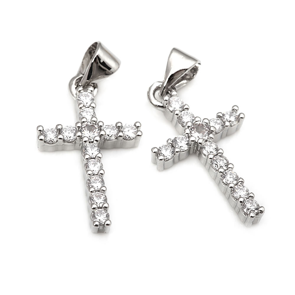 4 stk. messing zirkon kors halskæder charms vedhæng tilbehør smykkefremstillingsmaterialer rosediy officiel hjemmeside