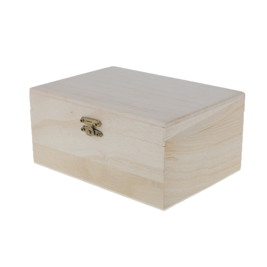 Plain Unfinished Wooden Jewellery Box Keepsake DIY crafts for Necklace, Bracelet, Earrings, Watch 17.5 x 8 x 12.5 cm