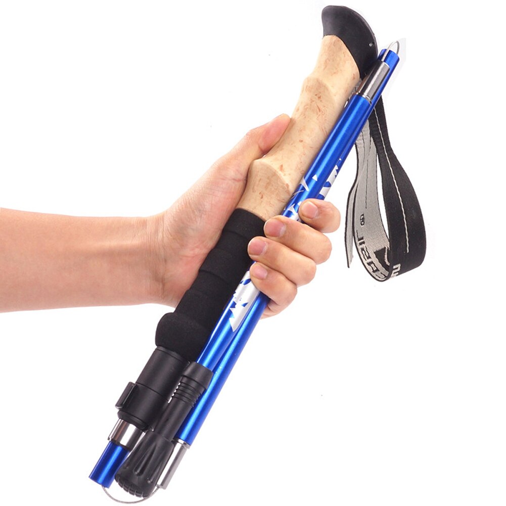 5-Section Outdoor Fold Trekking Poles Camping Walking Stick Portable Walking Hiking Stick Retractable Walking Cane Hiking
