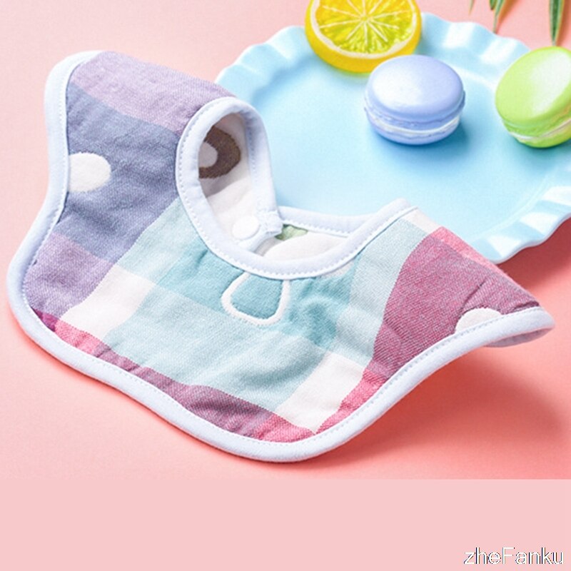 5Pcs/Set Newborn Baby Bibs 360 Degree Rotation 6 Layers Gauze Muslin Baby Kids Bandana Burp Cloth Soft Infant Saliva Towel