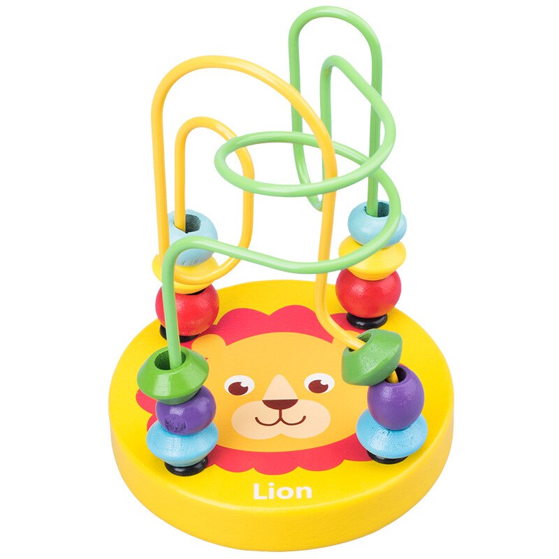 Preschool Kids Math Toys Counting Circles Bead Wire Maze Wooden Roller Coaster Educational Toys Montessori Wooden Toys For Baby: TJ209 lion