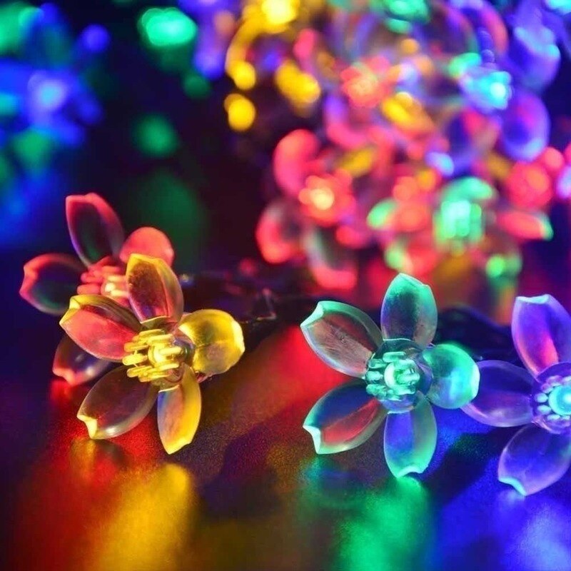 20/30/50 Led Peach Flower String Lamp Trendy Garden Decor Solar String Fairy Lights