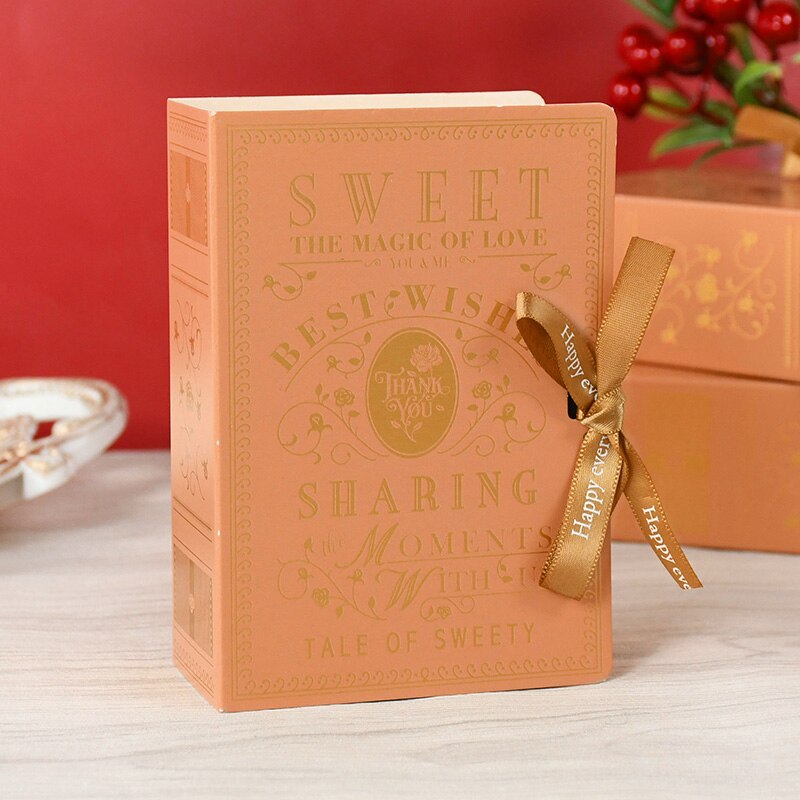 5Pcs Book Shape Candy Boxes with Ribbon Baby Shower Wedding Favors Box Home Birthday Party Decoration Supplies: T06
