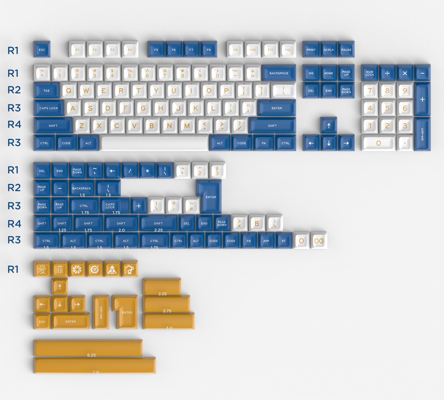 172 Keys/set For Wired USB Mechanical Gaming keyboard SA KEYCAP ABS DOUBLE SHOT Keycap For Cherry MX Switch SA Profile Key Caps