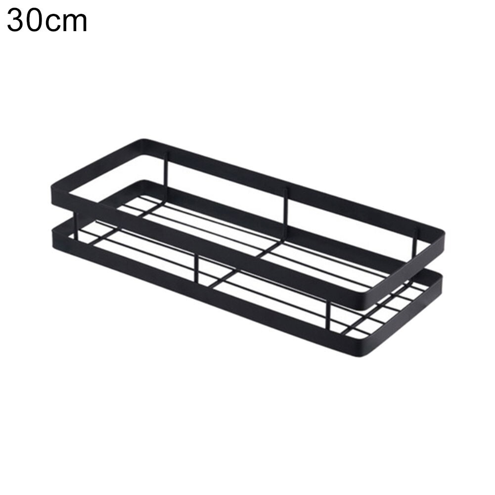 Väggmonterad förvaringshållare rostfritt stål kök kryddor rack hylla badrum toalettartiklar hållare hem organisation hyllor: Svart 30cm