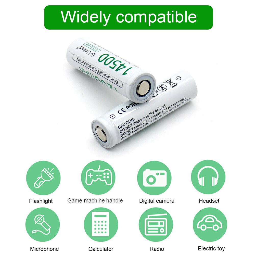 AA 14500 Lithium Battery 14500 3.7V 1200mAh Rechargeable Battery AA Battery for Gas Meter Alarm with Free Holder